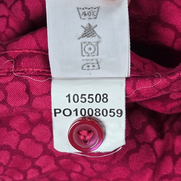 Foxcroft Patterned Long Sleeve V-Neck Button Down Non-Iron Shaped Fit Top 22W - Picture 6 of 8